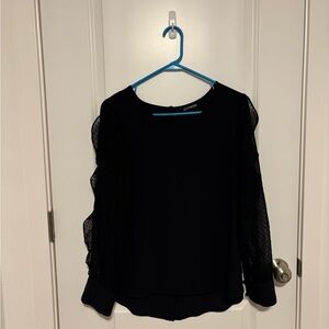 Express Black Blouse Sheer Ruffle Sleeves